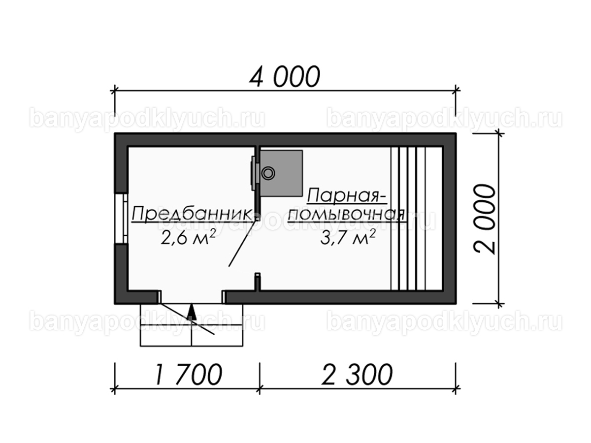 Баня из бруса 4x2 м Баня из бруса 4x2 м